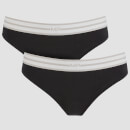 女士丁字裤（2件装）- 黑色 - XXS