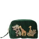 Elizabeth Scarlett Giraffe Forest Velvet Cosmetics Bag