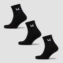 MP Unisex Ankle Socks (3 Pack) - Black - UK 6-8