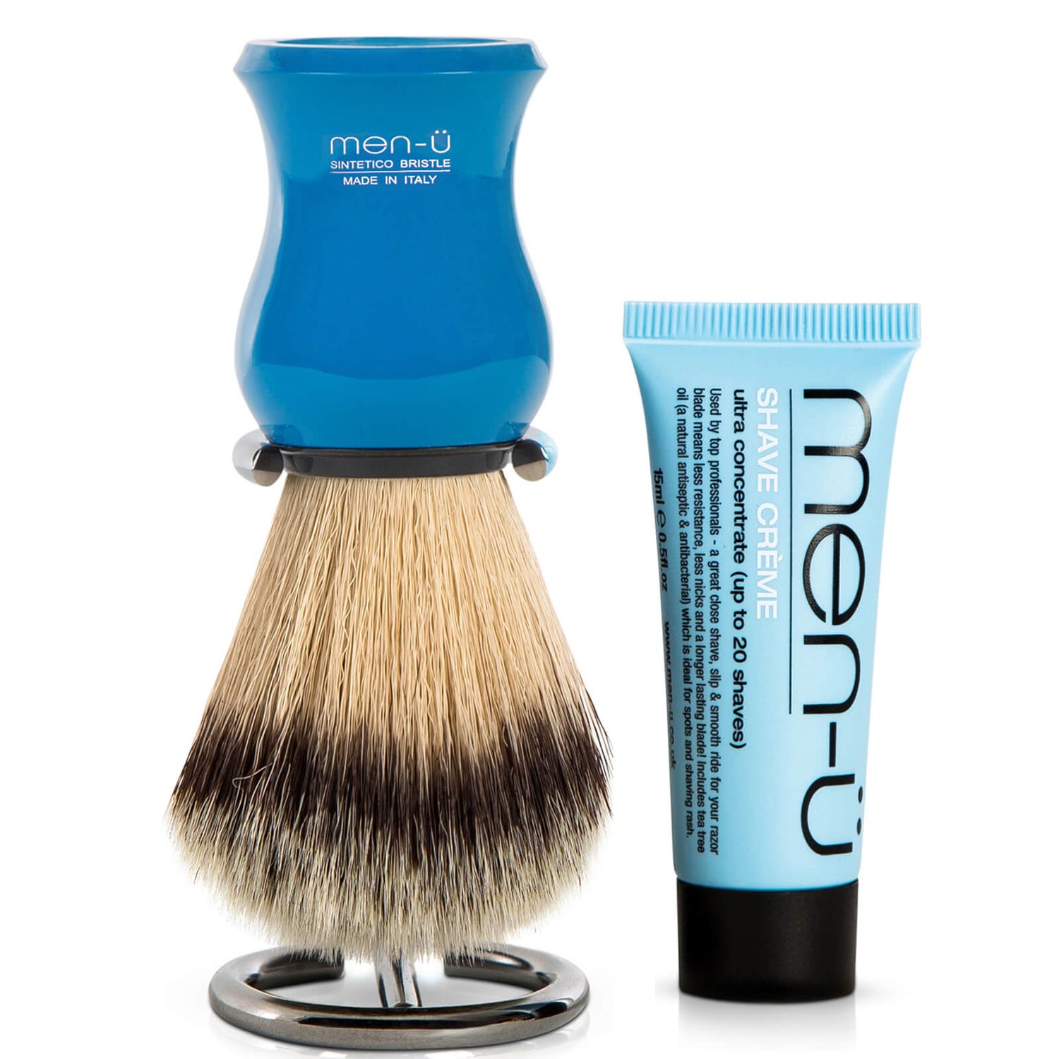 men-ü DB Premier Shave Brush with Chrome Stand - 蓝色