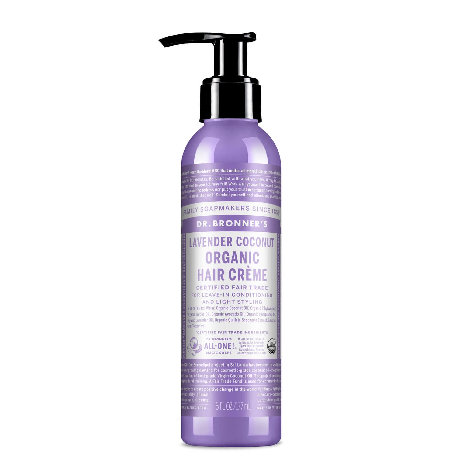 Dr. Bronner Organic Leave-In Hair Conditioner and Style Creme Lavender (178ml)