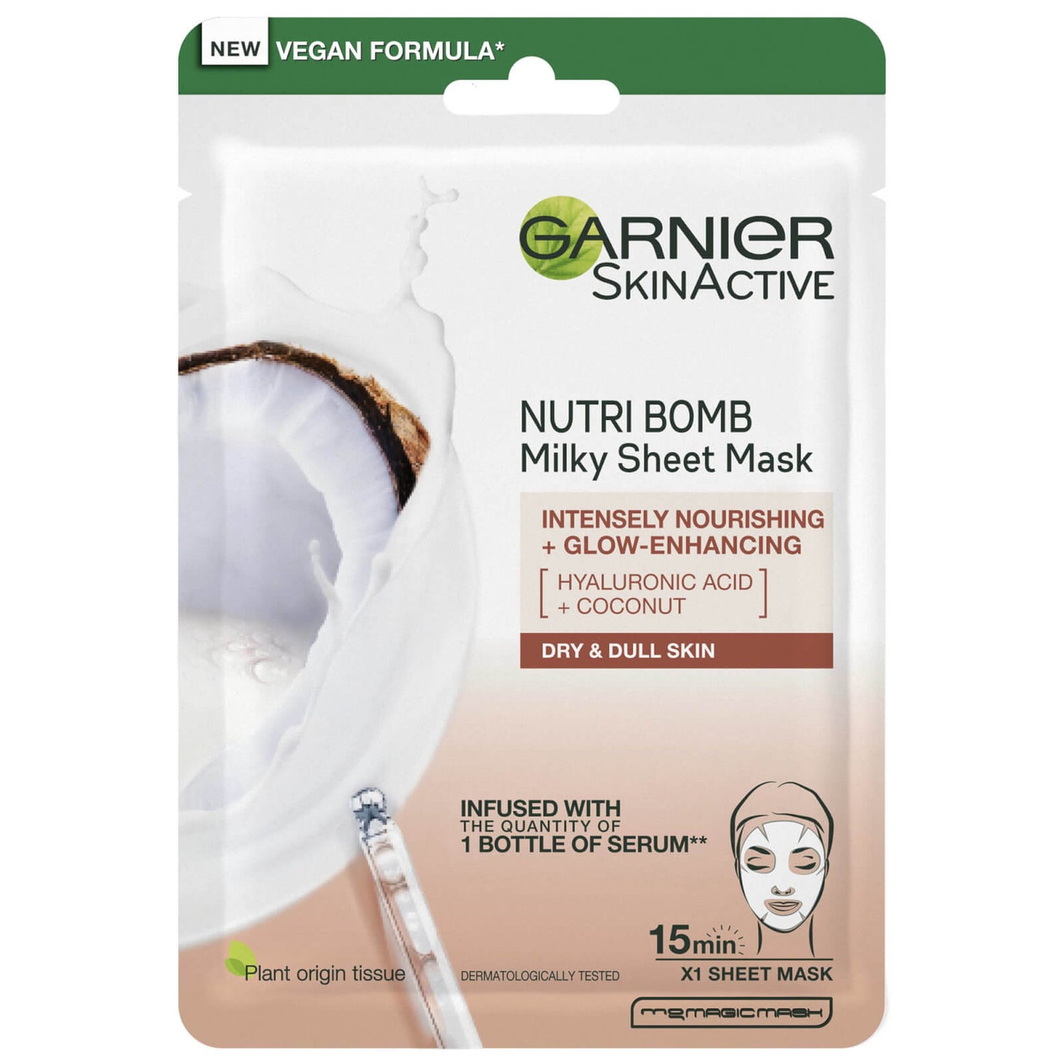 Garnier Nutri Bomb Milky Sheet Mask Coconut and Hyaluronic Acid 28g