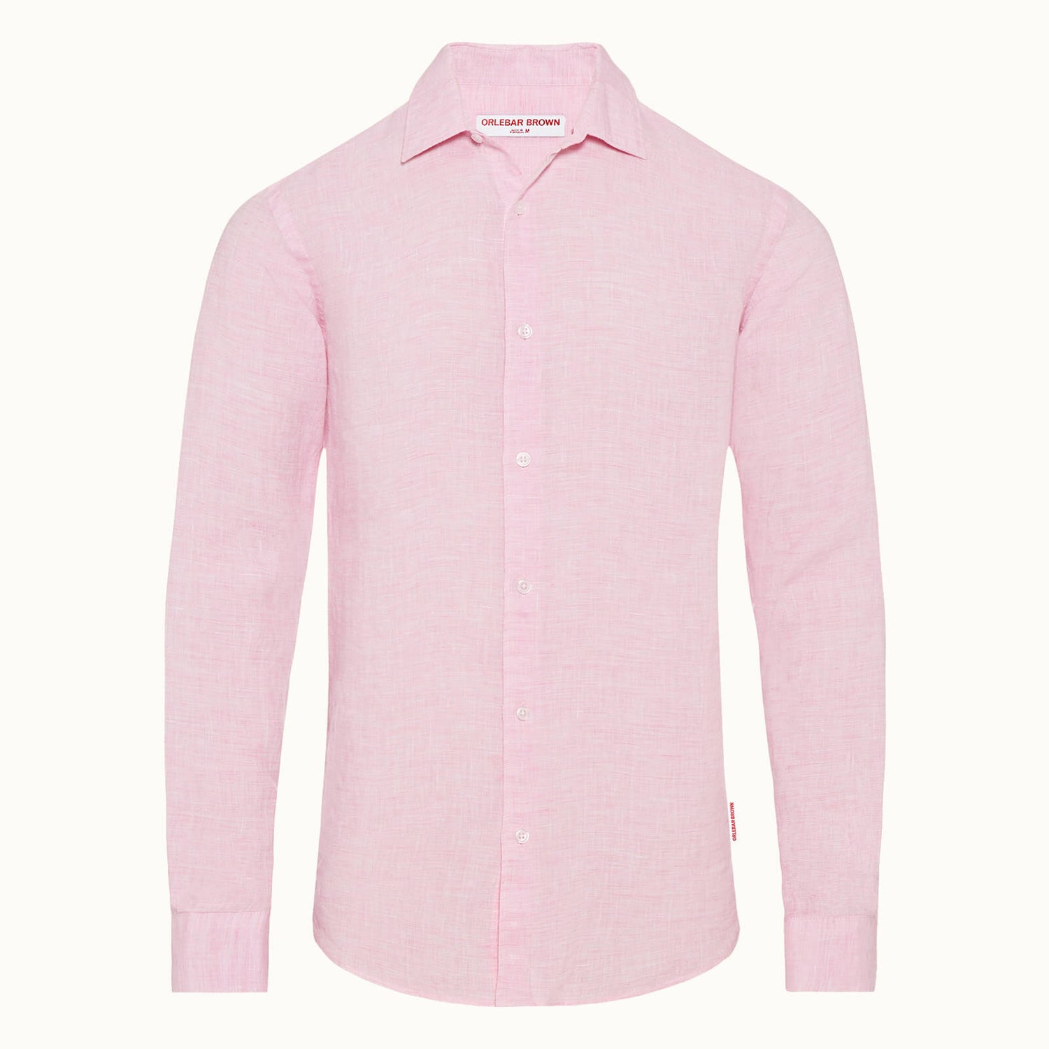 Giles Linen 系列经典领亚麻修身衬衫-浅粉色/白色