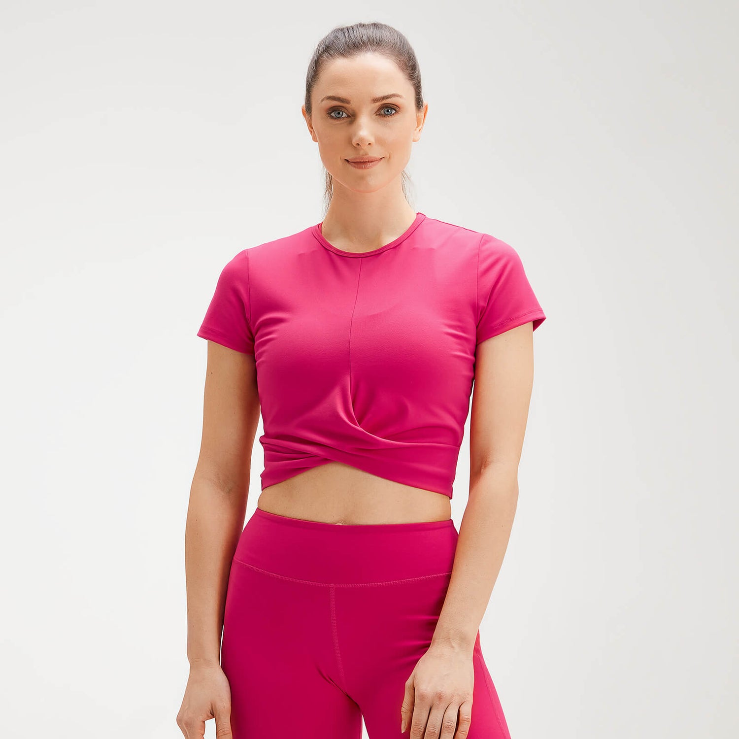 MP Women's Power Short Sleeve Crop Top - Virtual Pink - XS