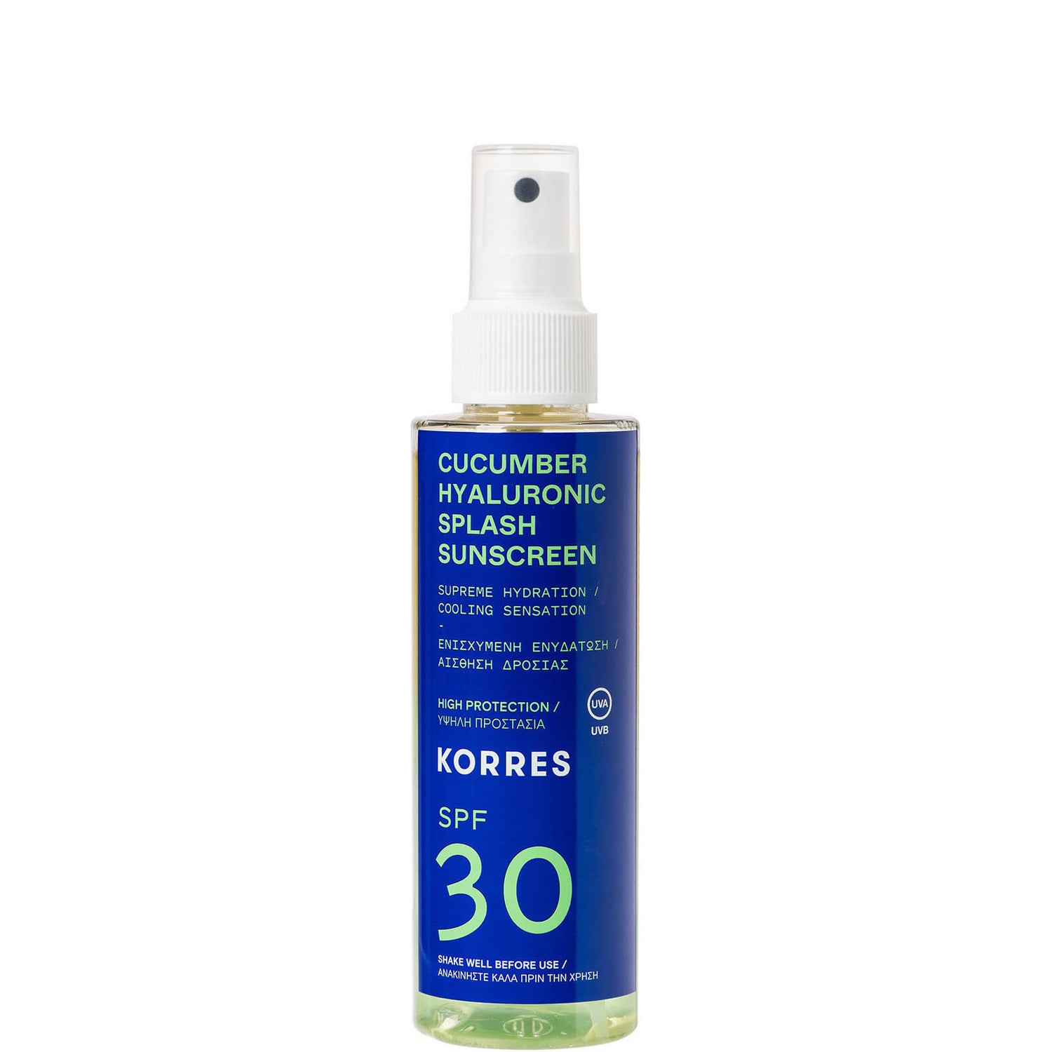 KORRES Cucumber Hyaluronic SPF30 Splash Sunscreen 150ml