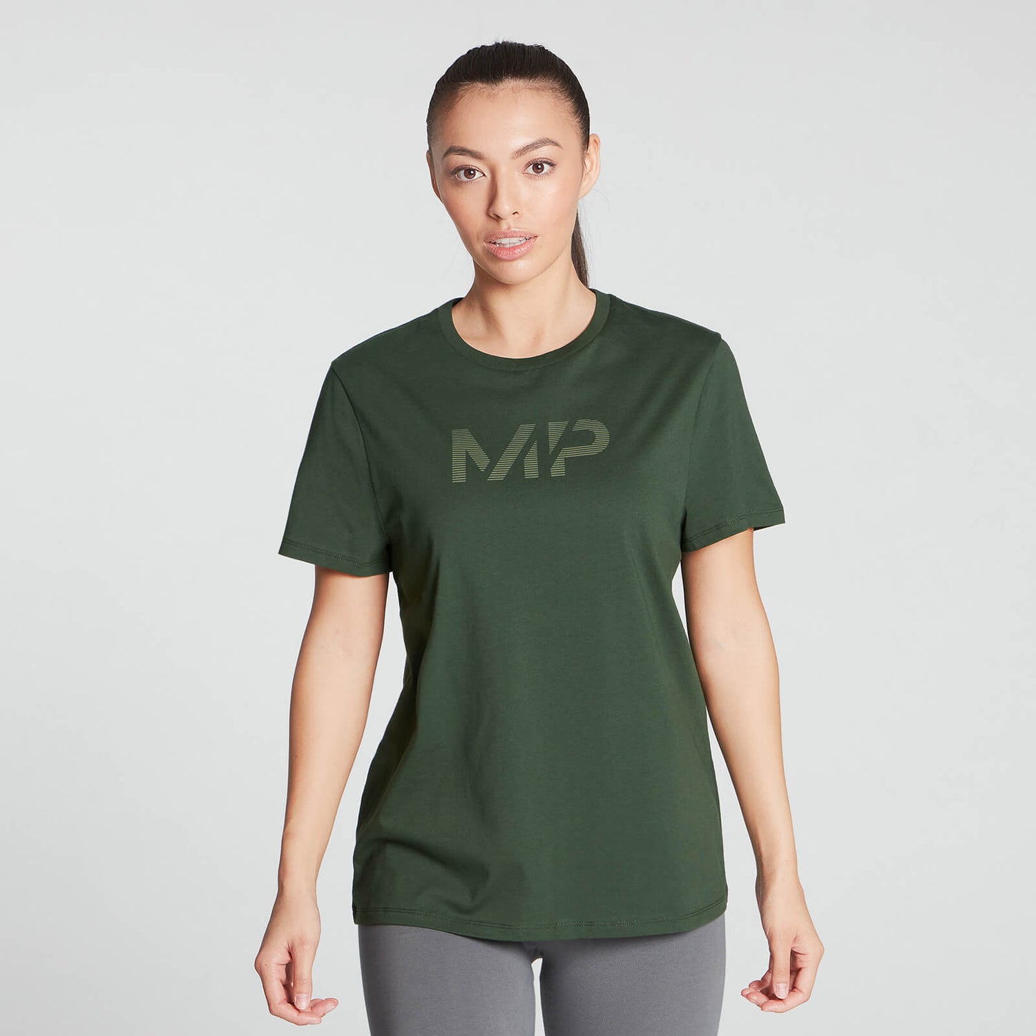 MP女式渐变线图案T恤-深绿色
