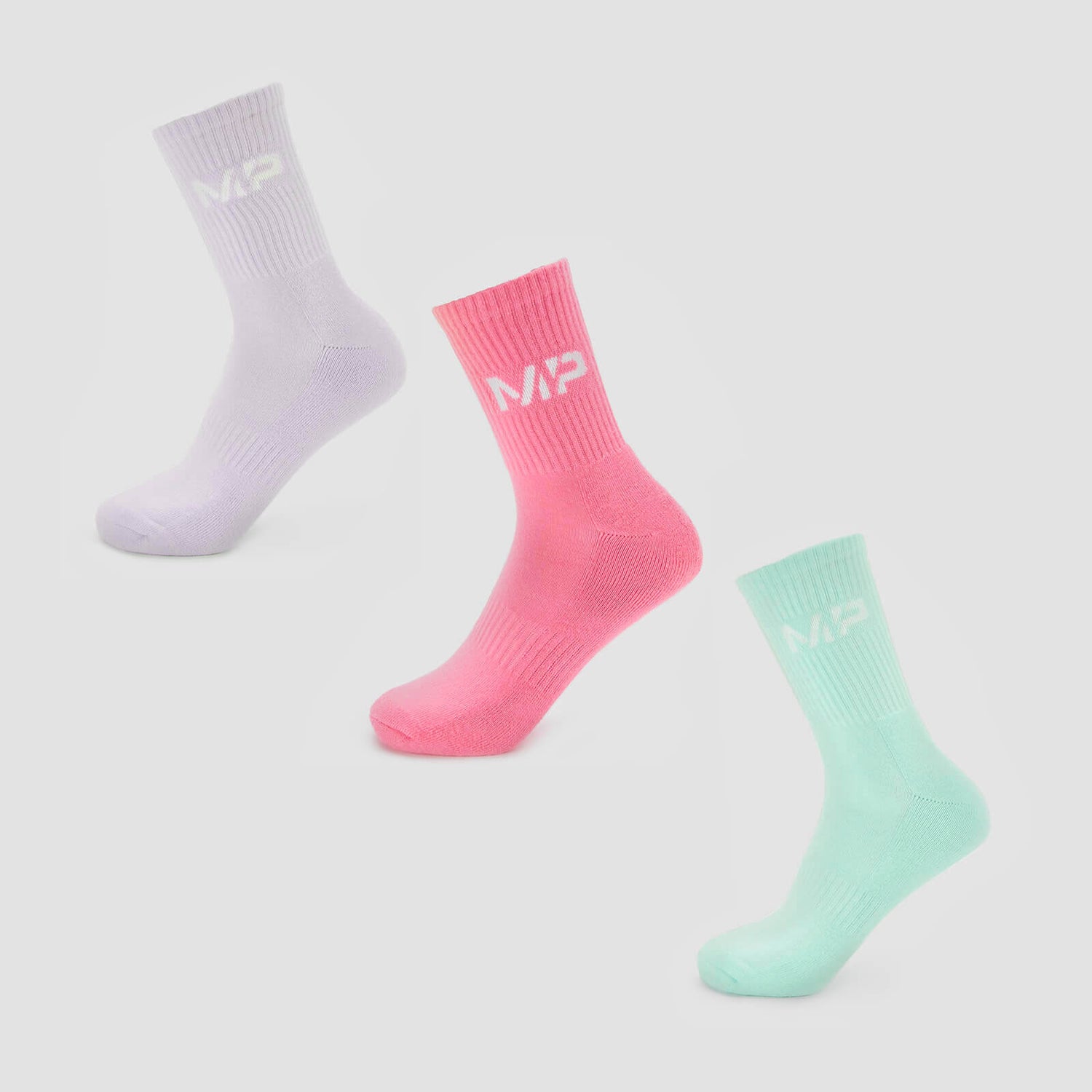 MP Women's Neon Brights Crew Socks (3 Pack) - Candy Floss/Neomint/Lilac - UK 3-6