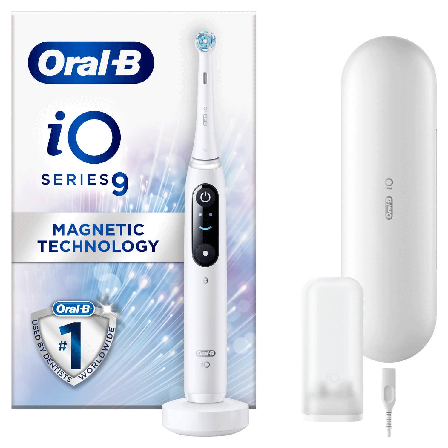 Oral B iO9 White Alabaster Electric Toothbrush with Charging Travel Case