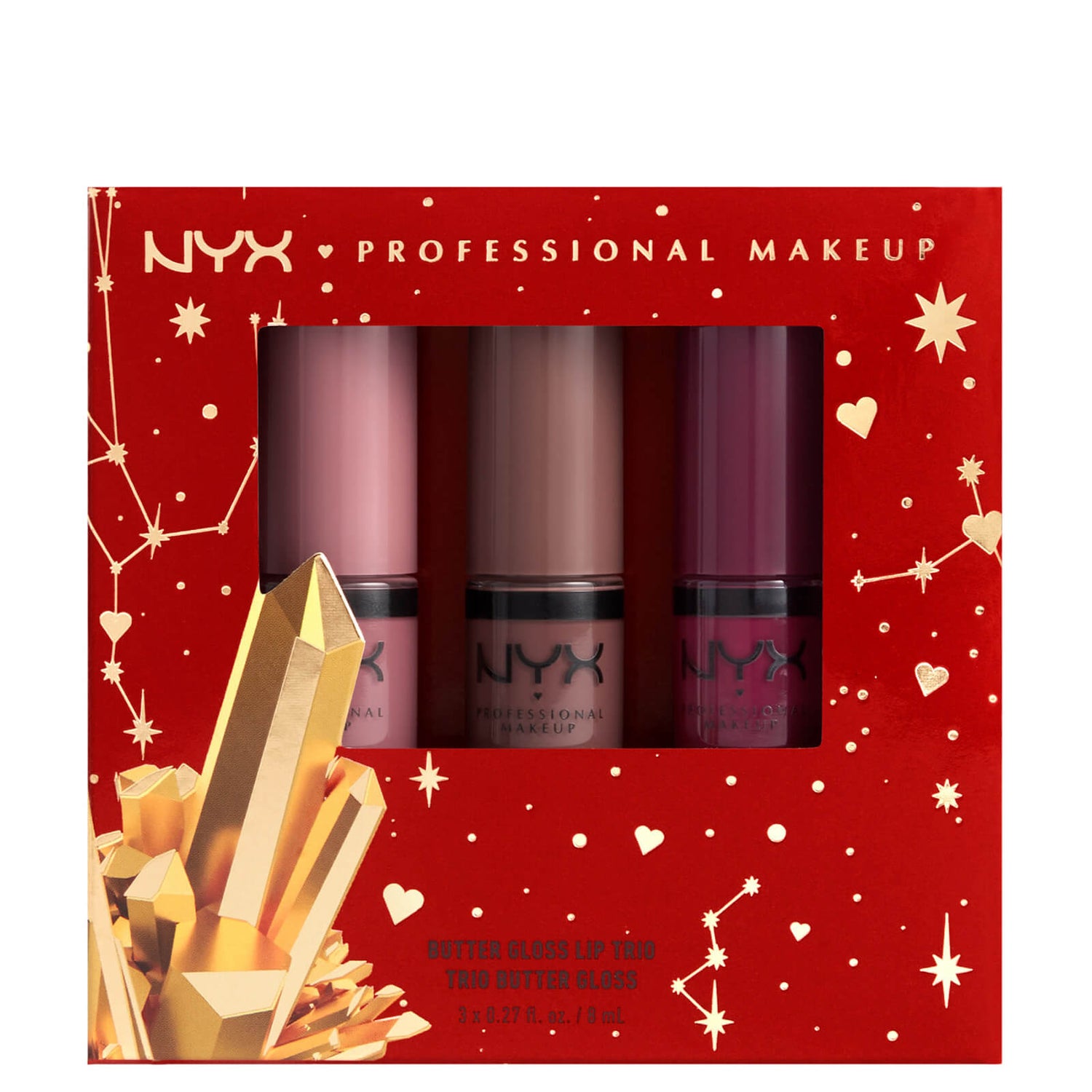NYX Professional Makeup Gimme Super Stars!黄油光泽唇部三重奏深裸色礼品套装