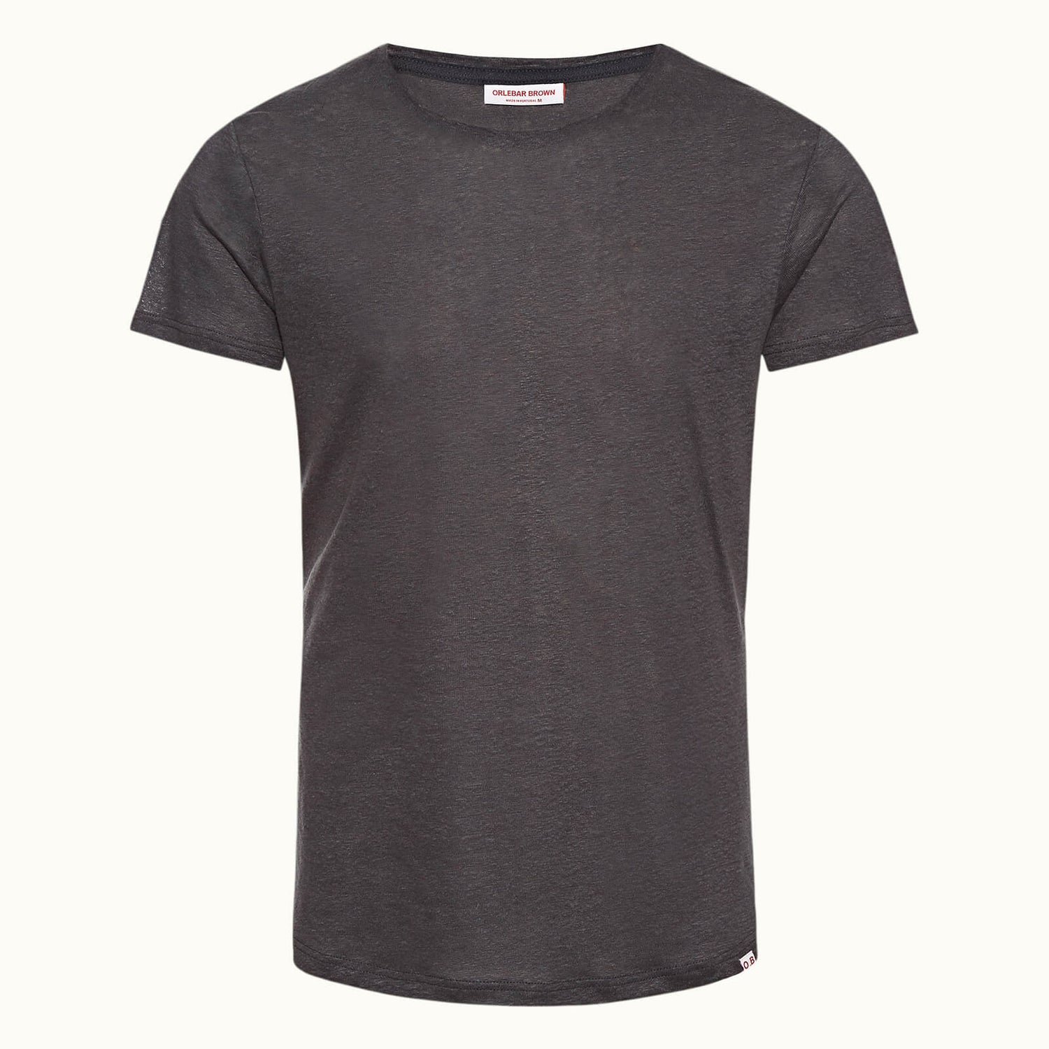Ob-T Linen 系列定制款圆领亚麻 T 恤 - 深灰色
