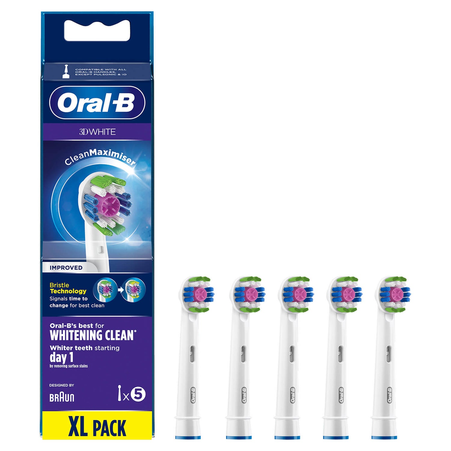 Oral B 3D White Brush Head with Clean Maximiser - 5 Counts