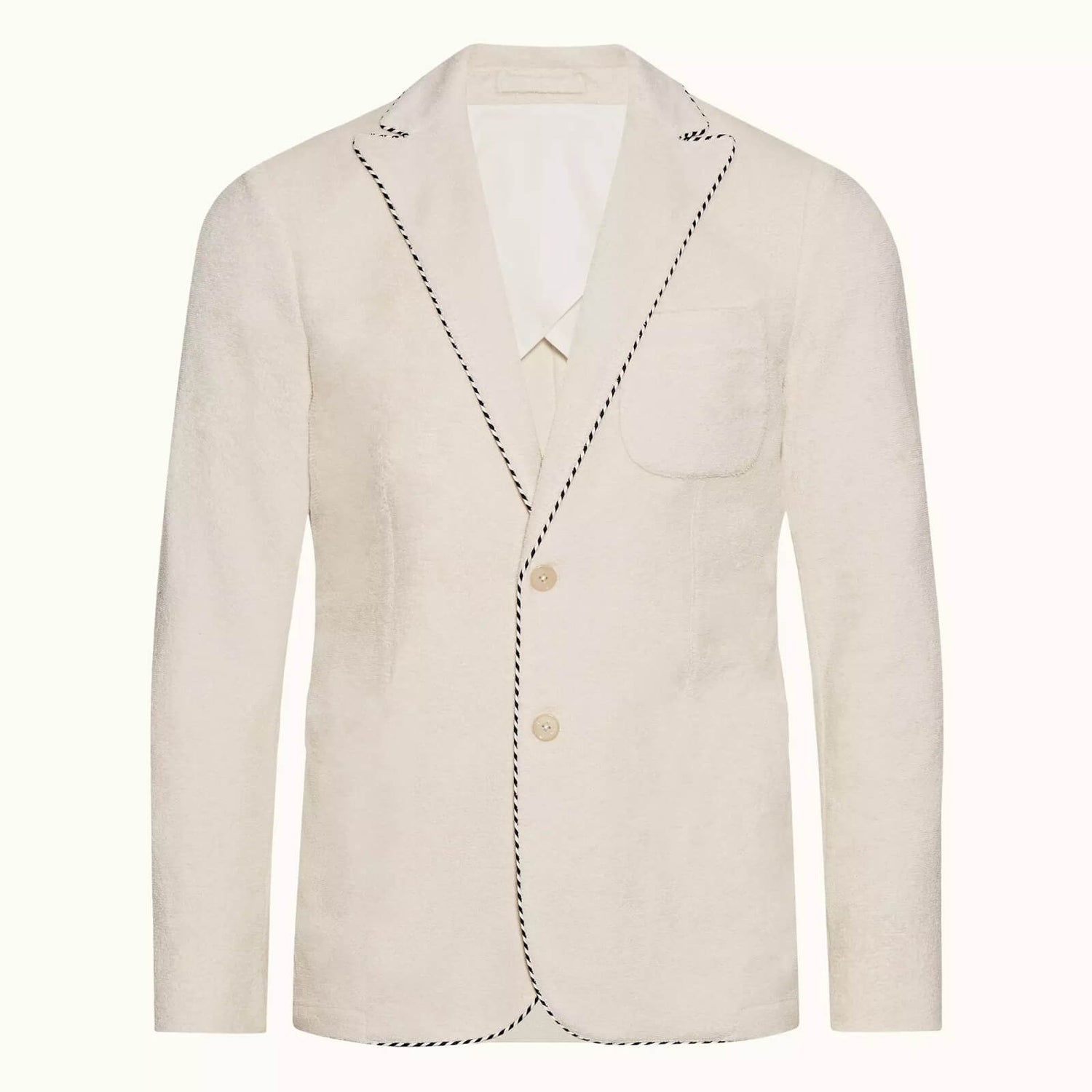 EDGAR STRIPE PIPING 系列合身剪裁条纹滚边棉质西装外套 - 沙白色