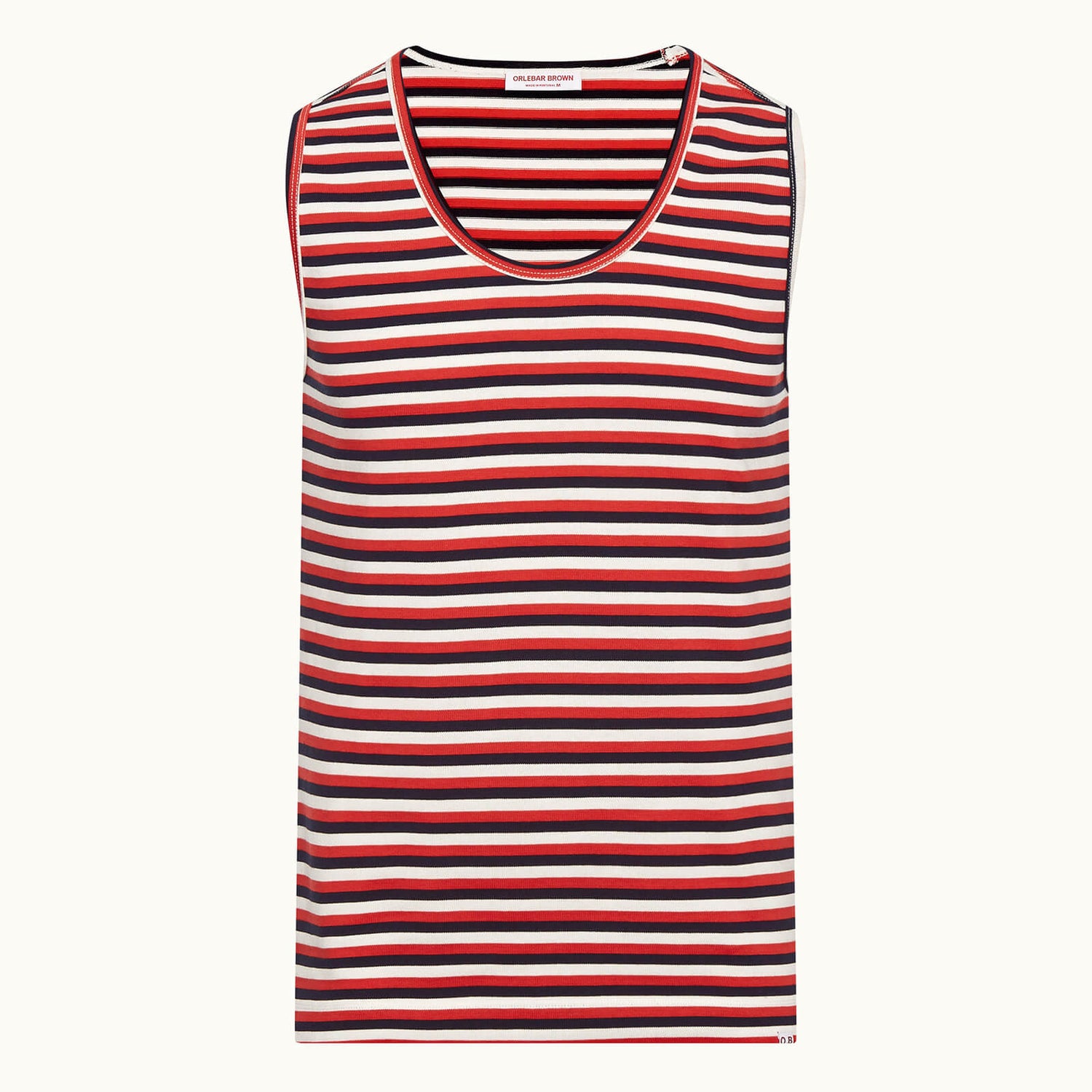 CHERBURY BOARDWALK STRIPE 系列条纹无袖棉质 T 恤 - 墨黑色/夏日红色/沙白色