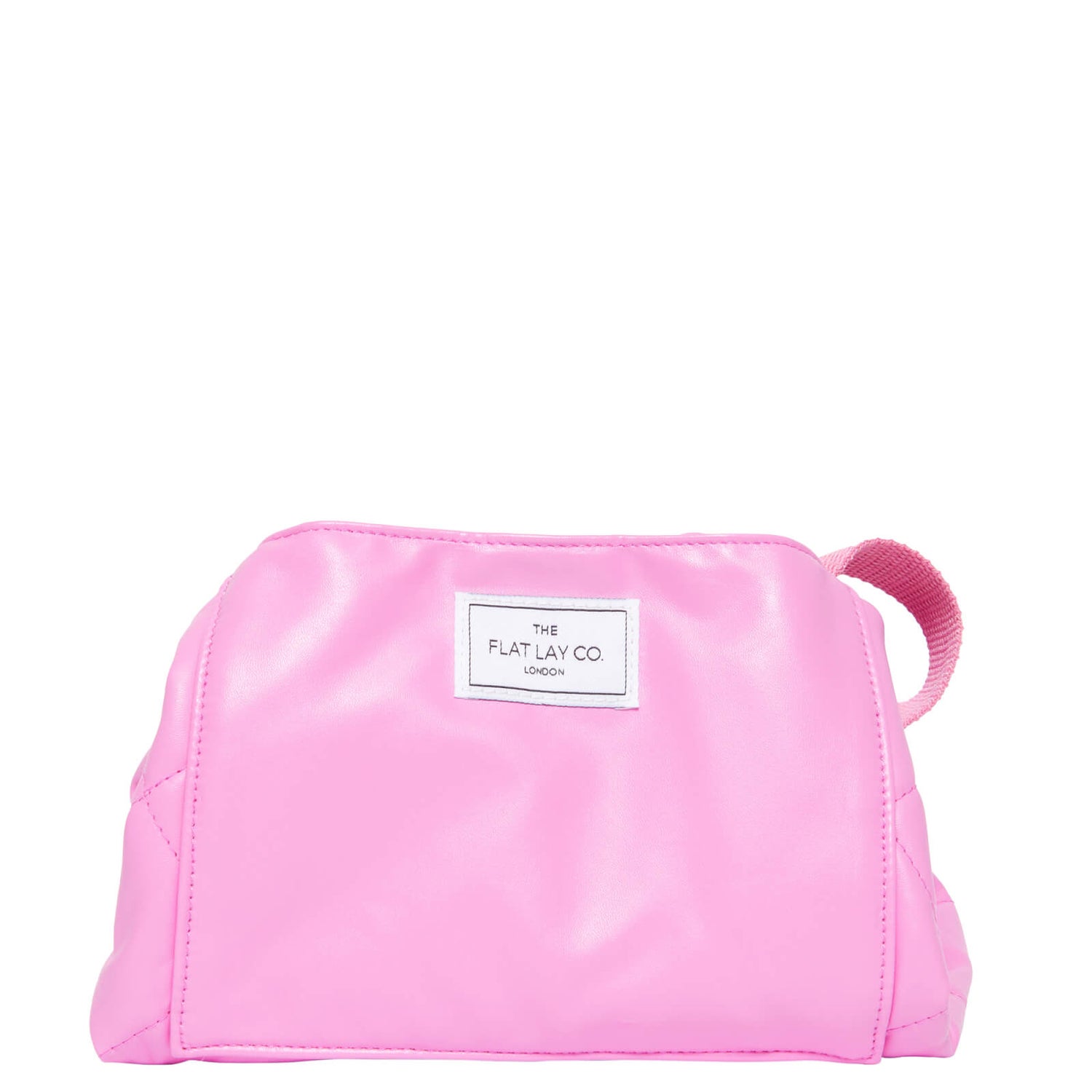 The Flat Lay Co. Open Flat Makeup Bag - Pink Leather Monochrome