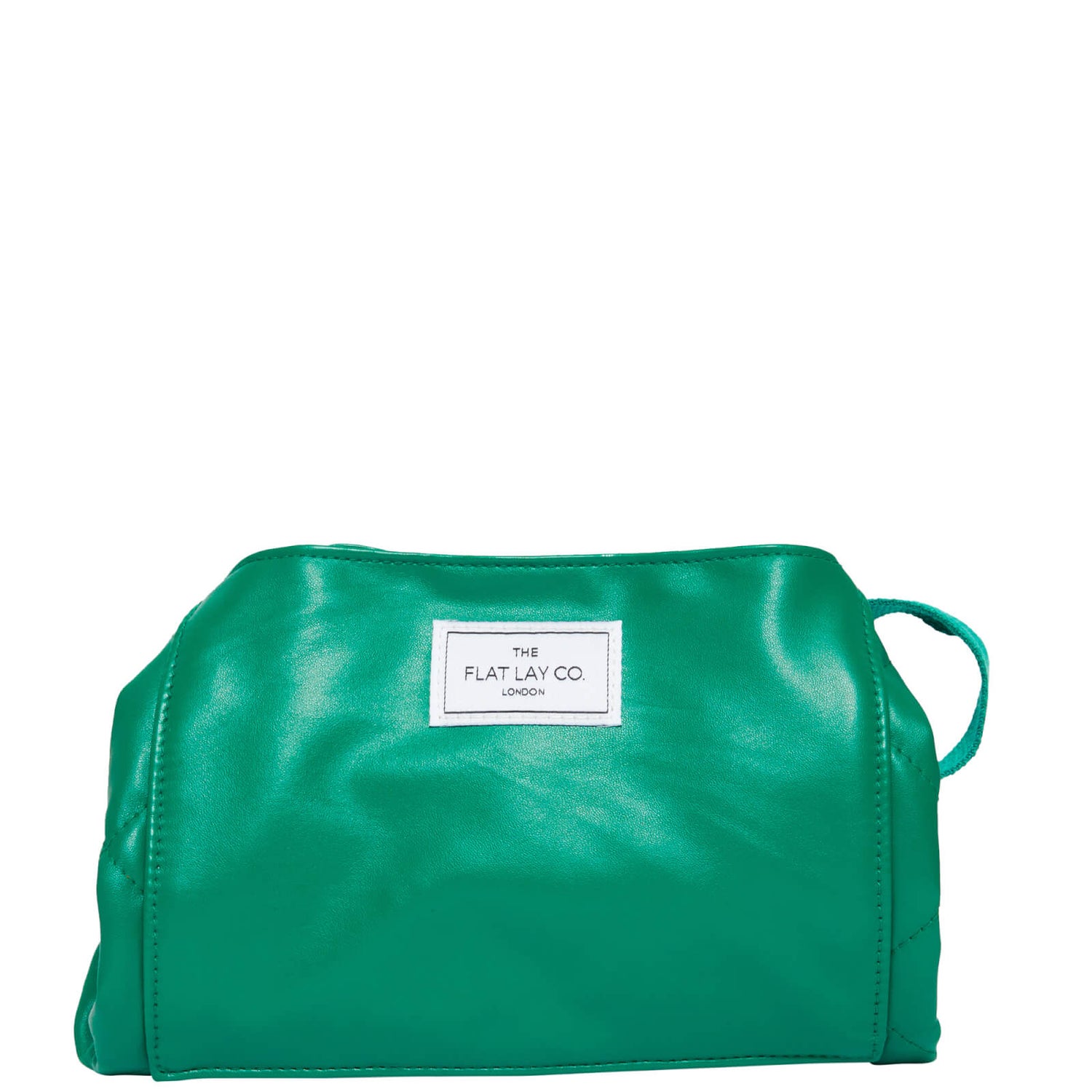 The Flat Lay Co. Open Flat Makeup Bag - Bottle Green Leather Monochrome