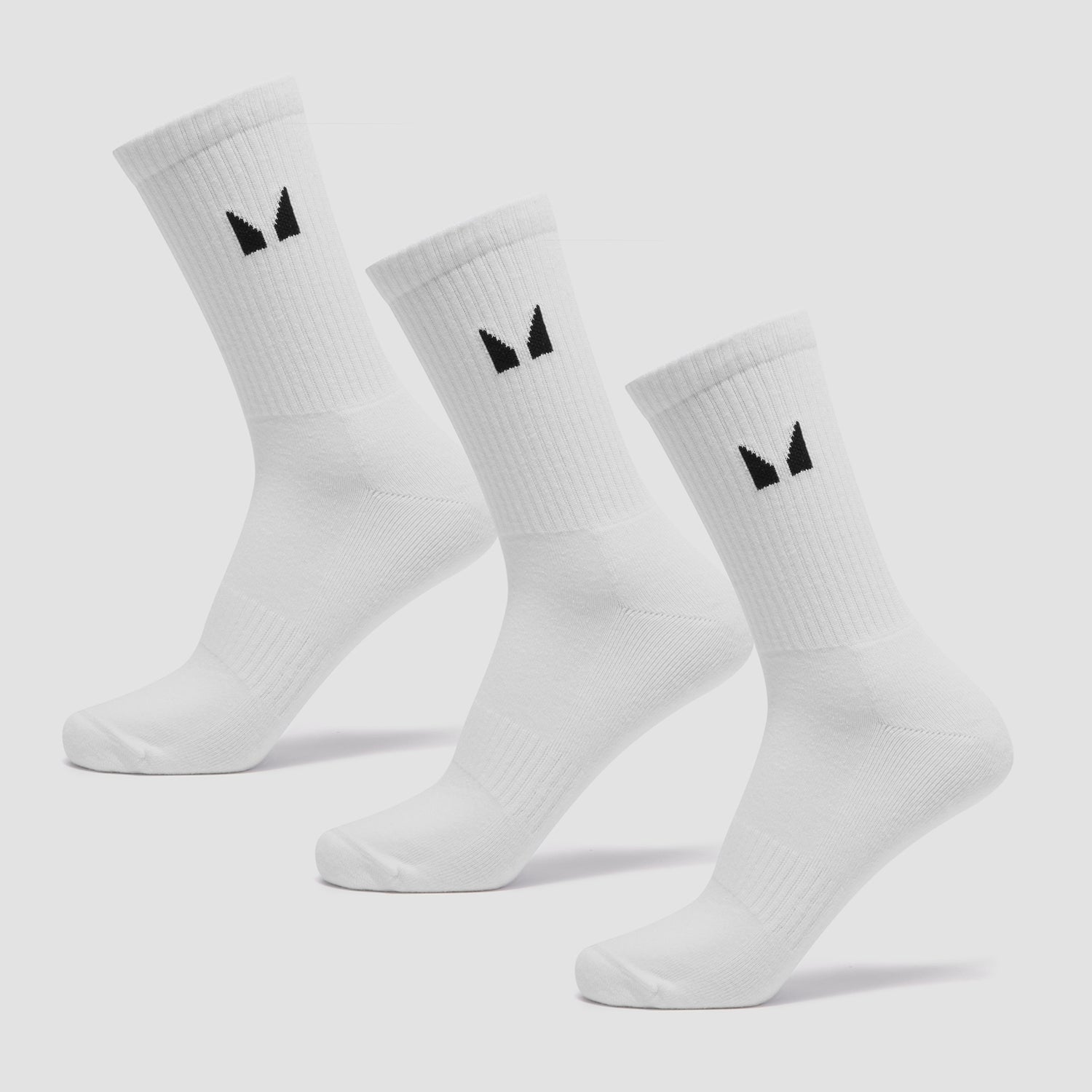 中性中短袜（3双） - 白色