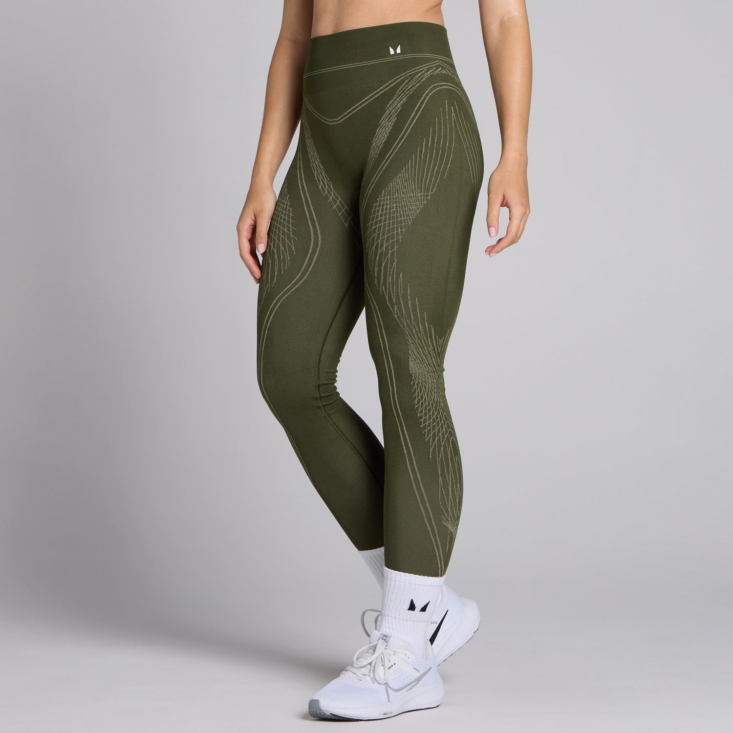 MP Women's Tempo Seamless Linear Leggings - Dark Olive - XS