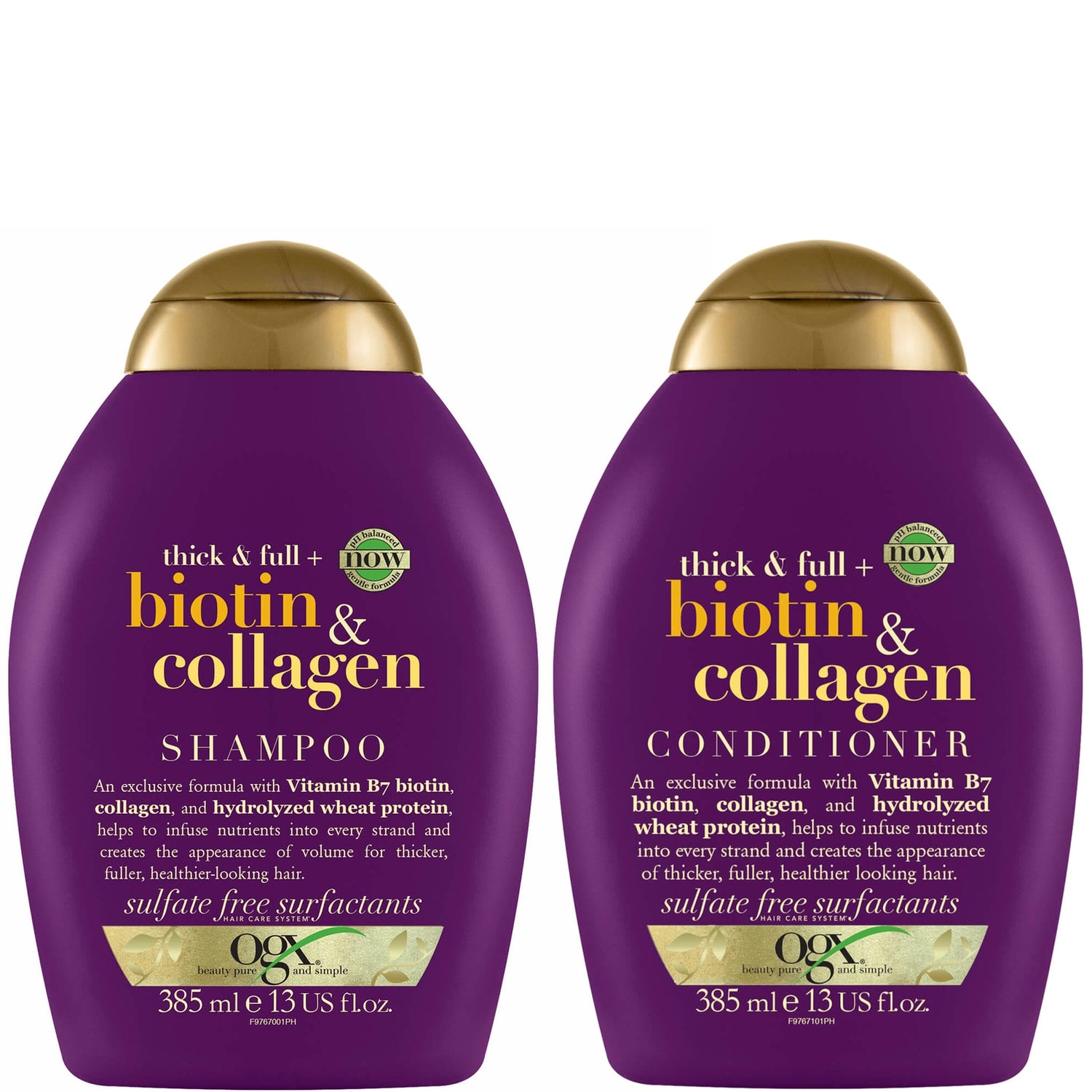 OGX Thick and Full+ Biotin and Collagen Shampoo and Conditioner Bundle for Big Volume Hair