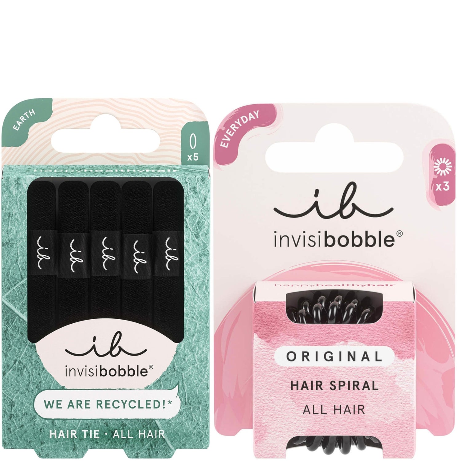 invisibobble Black Spiral and Hair Ties Duo