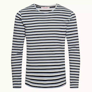 SAMMY LS BOARDWALK STRIPE 系列条纹长袖棉质 T 恤 - 墨黑色/浅蓝色/沙白色
