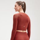 MP Women's Shape Seamless Ultra Long Sleeve Crop Top - Burnt Red - S