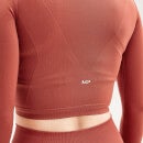 MP Women's Shape Seamless Ultra Long Sleeve Crop Top - Burnt Red - S