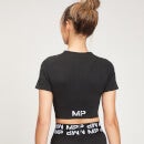 MP女式曲线裁剪短袖T恤-黑色 - S
