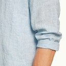 Giles Linen 定制款亚麻棉衬衫-海滨蓝色/白色