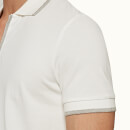 Jarrett 系列经典款对比色饰边拉链门襟 Polo 衫 - 纯白色