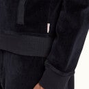 BRENDON STRIPE PIPING 系列拉链领天鹅绒毛巾布运动衫 - 墨黑色