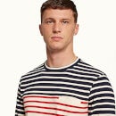 Claude Stripe Breton 条纹长袖 T 恤-海军蓝色/夏日红色