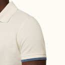 SEBASTIAN RIB 系列合身剪裁罗纹棉质 Polo 衫 - 沙白色/经典蓝色