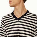 NICOLAS LUX TOWELLING STRIPE 系列宽松剪裁毛巾布条纹 V 领 T 恤 - 墨黑色/纯白色