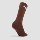 男女通用中筒袜（ 3双） - 深棕色 / 浅灰褐色 / 乳白色
