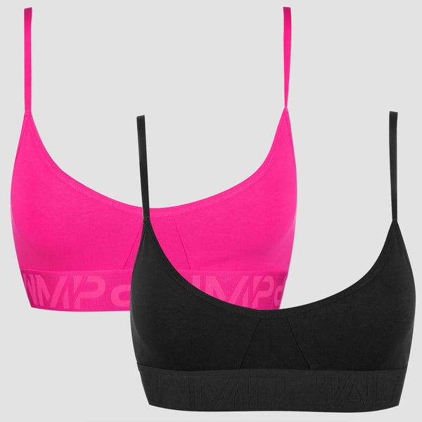 MP Women's Cotton Bra - Super Pink/Black (2 Pack) - XS