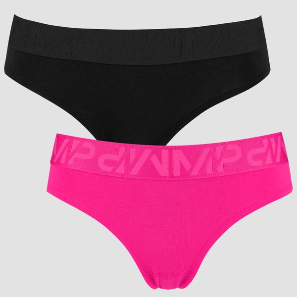 MP Women's Cotton Hipster - Super Pink/Black (2 Pack) - XS