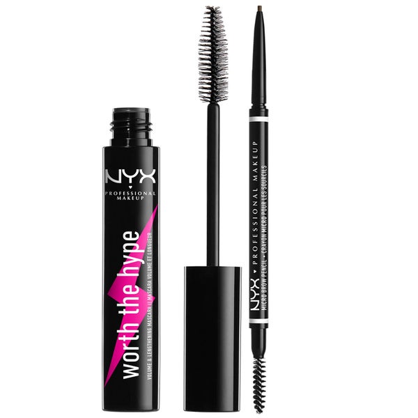 NYX Professional Makeup Micro Eyebrow Pencil and Black Volumizing Mascara Duo