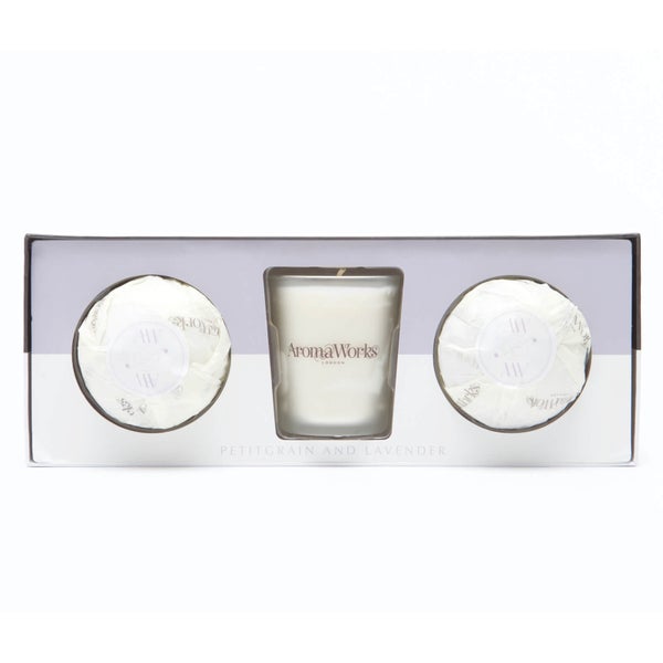 AromaWorks Light Range - Petitgrain & Lavender 10cl & Mini Aromabomb Gift Set