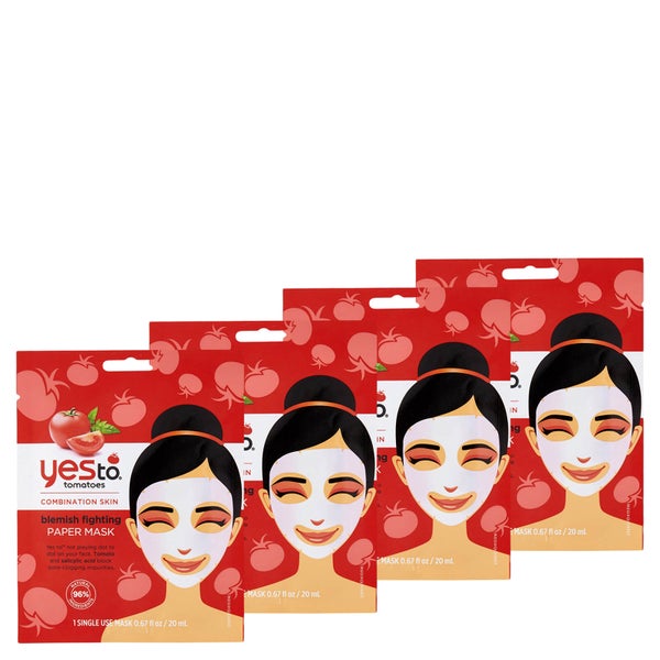 yes to Tomatoes Blemishing Fighting Paper Single Use Mask (Pack of 4)