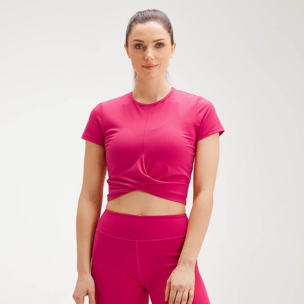 MP Women's Power Short Sleeve Crop Top - Virtual Pink