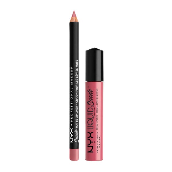 NYX Professional Makeup Liquid Suede Lip Kit - Tea & Cookies Rose Pink