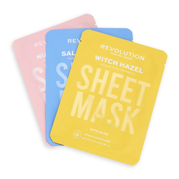 Revolution Skincare Biodegradable Blemish Prone Skin Sheet Mask (3 Pack)