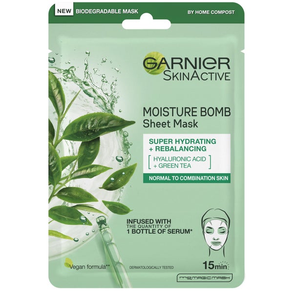 Garnier 水炸弹系列绿茶片状保湿面膜 32g | 适合混合肌