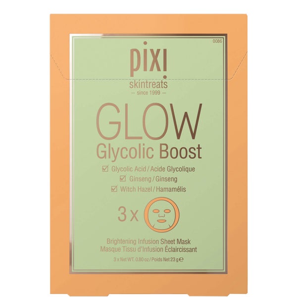 PIXI GLOW Glycolic Acid Boost Sheet Mask (Pack of 3)