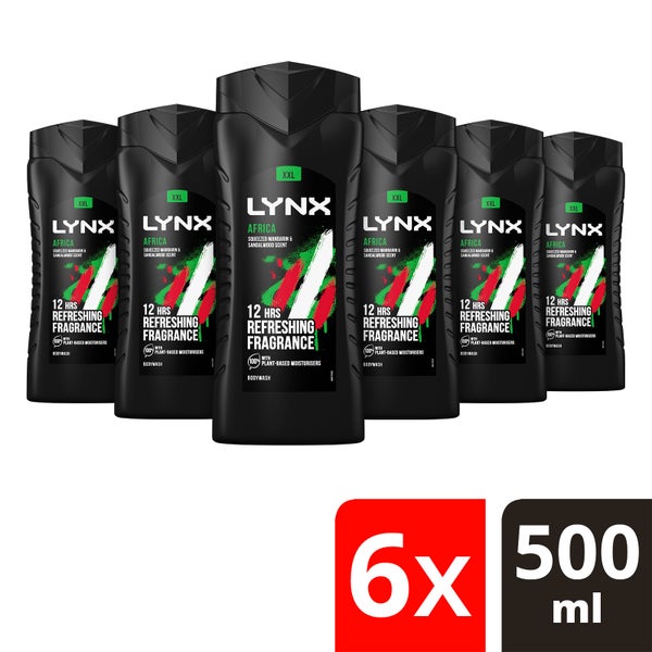 Lynx XXL Africa Bodywash 500ml Pack of 6