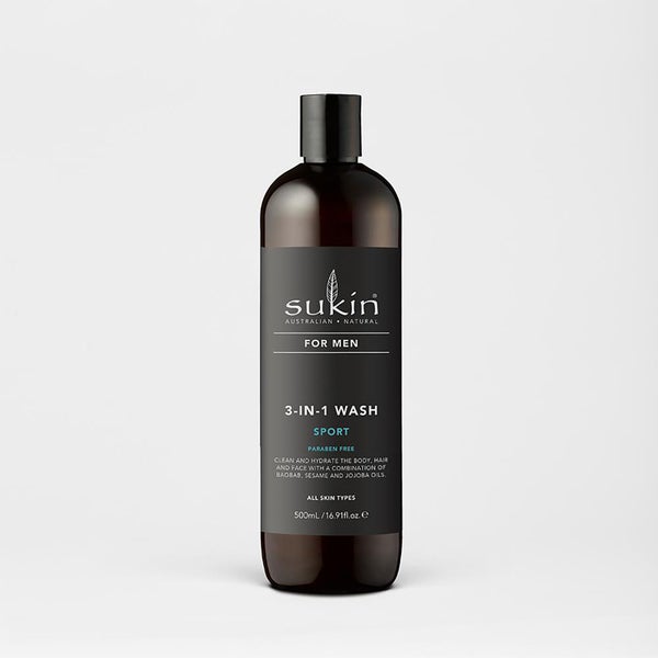 Sukin 3-In-1 Sport Body Wash - For Men - 500ml