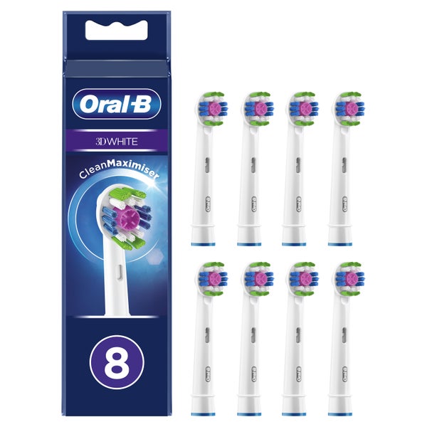 Oral-B 3D White Brush Head with Clean Maximiser - 8 Counts