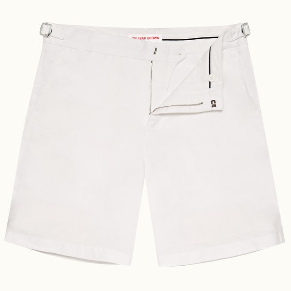 NORWICH LINEN 系列合身剪裁亚麻混纺短裤 - 纯白色