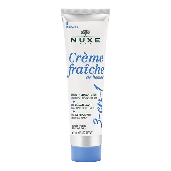 NUXE Crème Fraiche de Beaute 3-in-1 Moisturising Cream, Makeup Remover Milk, Plumping Mask 100ml