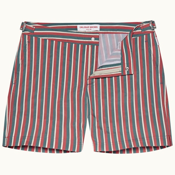 Orlebar Brown Men's Bulldog OB Stripe - Summer Red/Marina Aqua